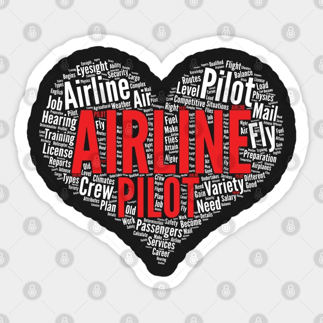 Airline Pilot Shape Word Cloud Design for Airplane Pilot graphic Sticker by theodoros20